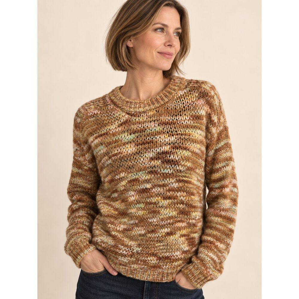 Vanessa Bruno Space Dye Wool Blend Crewneck Sweater Brown Multicolor Size S